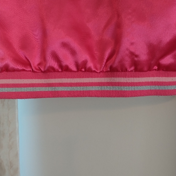 Minnie Mouse Girls Jacket Pink Coat Size 9 10 Satin Bomber Varsity Embroidered - Picture 12 of 13